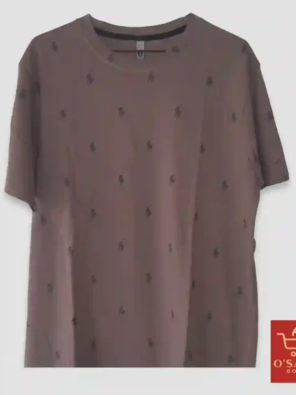 T-shirt Polo marron à motif Polo noir répété
